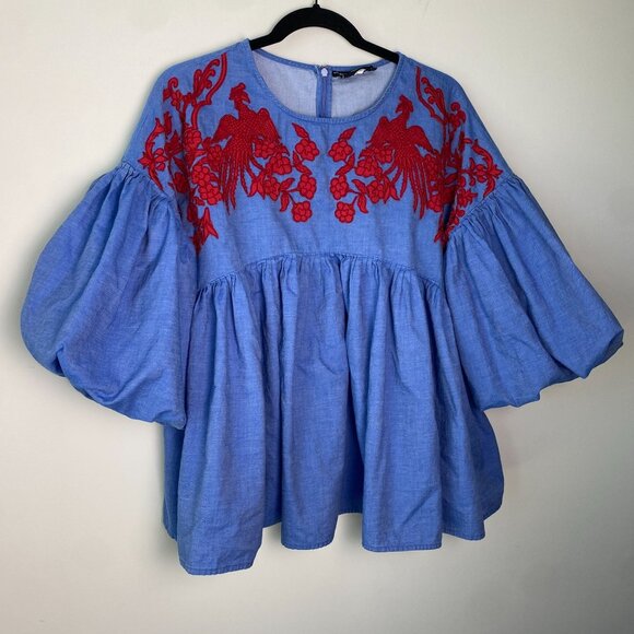 Hemant & Nandita Lianna Embroidered 100% Cotton Blouse Size Small - Picture 7 of 10